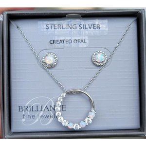 925 Sterling Silver & Opal Necklace Set